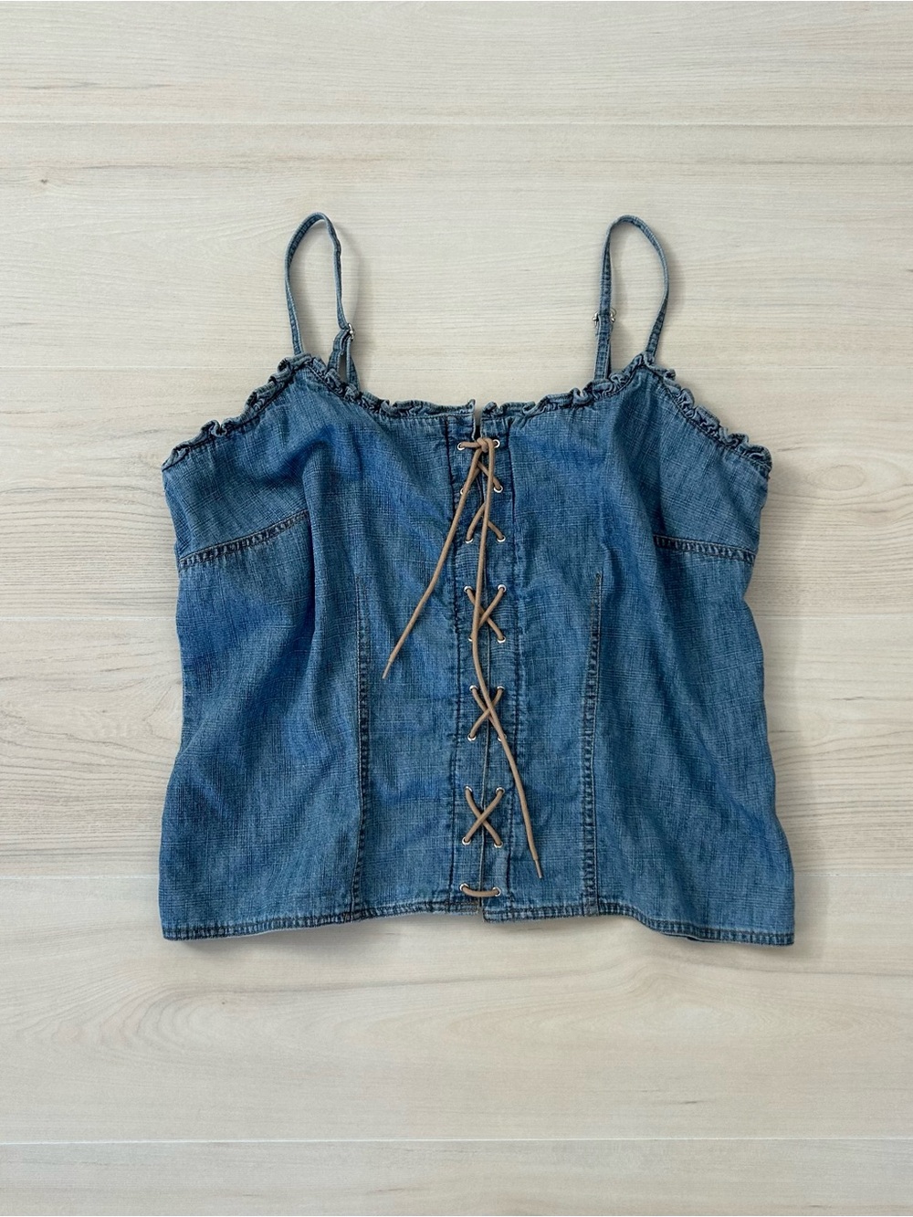 faded glory denim lace up tank